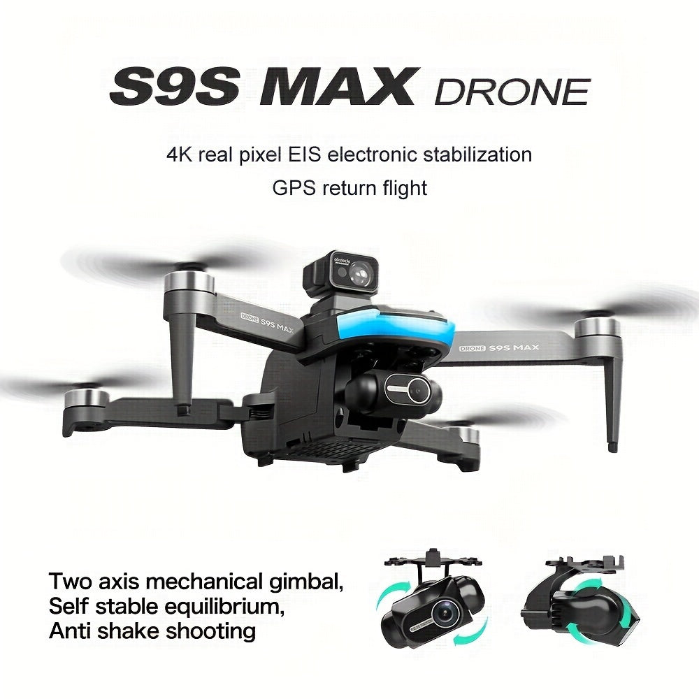 New S9S aerial drone, GPS positioning, Automatic return, Remote-controlled aircraft, High-definition dual camera with 2-axis Self Stabilizing Electronic Anti-Shake Gimbal, Brushless motor, Foldable four axis aircraft