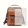 Men's Vintage Faux Leather Shoulder Bag - Adjustable Strap, Casual Business Crossbody for Daily Commute