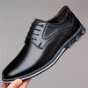 Men's PLUS SIZE PU Leather Solid Casual Shoes, Wear-resistant Non Slip Lace-up Dress Shoes, Men's Office Daily Footwear