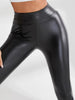 Skinny High Waist Pants, Solid Pu Leather Every Day Pants, Women's Clothing