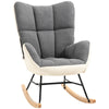 DodiOnline Soft Padded Rocking Wingback Armchair, with Wooden Legs - Grey/Cream