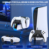 Dual PS5 Controller Charger Station with LED Light - Fast Charging, Space-Saving Dual Stand Dock for Playstation 5 Dualsense Controllers - BEBONCOOL, White, ABS Material, No Electronic Components
