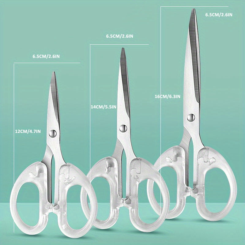 Multi-functional Stainless Steel Precision Scissors with Transparent Handle for Office, School & Crafts