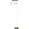 DodiOnline Floor Lamp, Modern Standing Light with Linen Lampshade, Round Base for Living Room, Bedroom, Dining Room, 153cm, Gold and White