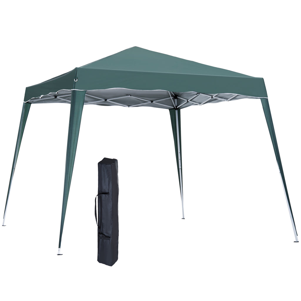 DodiOnline 3 M x 3 M Base/ 2.5 M x 2.5 M Top Pop Up Gazebo with Carry Bag, Height Adjustable Slant Leg Party Tent Instant Event Shelter for Garden, Patio, Green