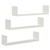 DodiOnline Set of 3 Wooden U-Shaped Floating Shelves Set Wall Mounted Hanging Bookshelf CD DVD Storage Display for Bedroom Living Room Kitchen, White
