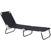 DodiOnline Foldable Sun Lounger with 5-Position Adjustable Backrest, Outdoor Portable Recliner Chaise Lounge Chair with Breathable Mesh Fabric, Black