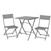 DodiOnline 2-Seater Chair Bistro Set Garden Patio Table & Chair Black Rattan Furniture Grey
