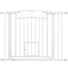 PawHut 77cm Tall Dog Gate with Cat Door, 7cm and 14cm Extensions, for Stairs, Doorways, 76-104cm Width