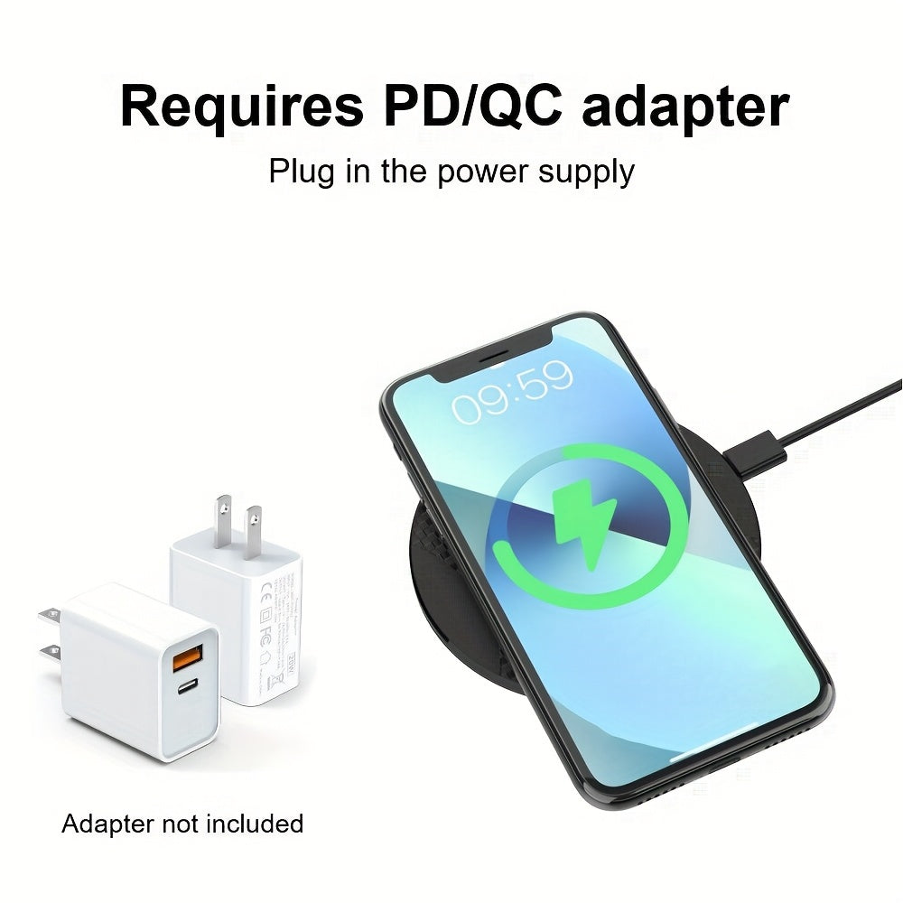 10W Fast Wireless Charger, Compatible with iPhone 16/15/14/13/12/11/8 Series, S23/S22/S21/S20/S10/S9/S8/S7/S6 Series, Note 10/9/8/5 Series, Slim Design for Bedside & Office Desk, Free Cable Included