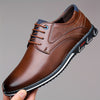 Men's PLUS SIZE PU Leather Solid Casual Shoes, Wear-resistant Non Slip Lace-up Dress Shoes, Men's Office Daily Footwear