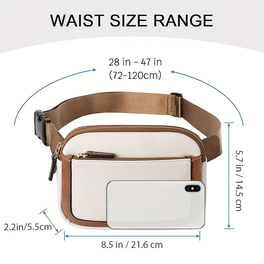 Fashion Crossbody Bag With Adjustable Strap, Lightweight Portable PU Leather Waist Bag Fanny Pack For Outdoor Sports Fitness
