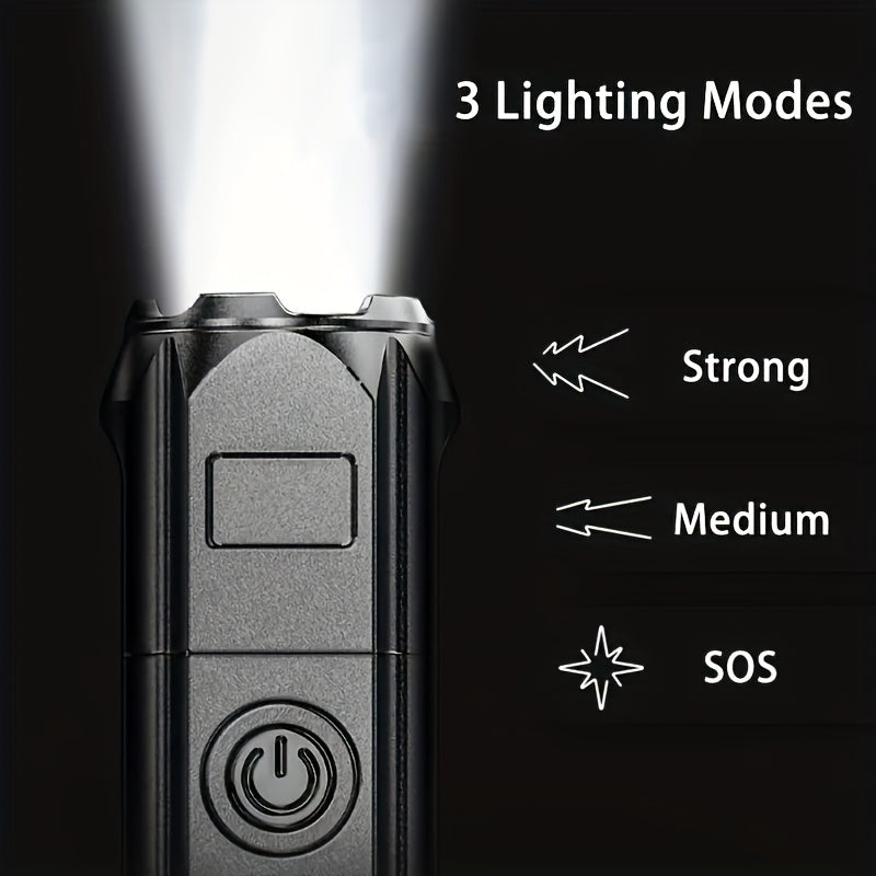 1pc Powerful Zoomable Flashlight, Outdoor Multi-functional Portable Home Small Flashlight, Telescopic Zoom Light ABS Material