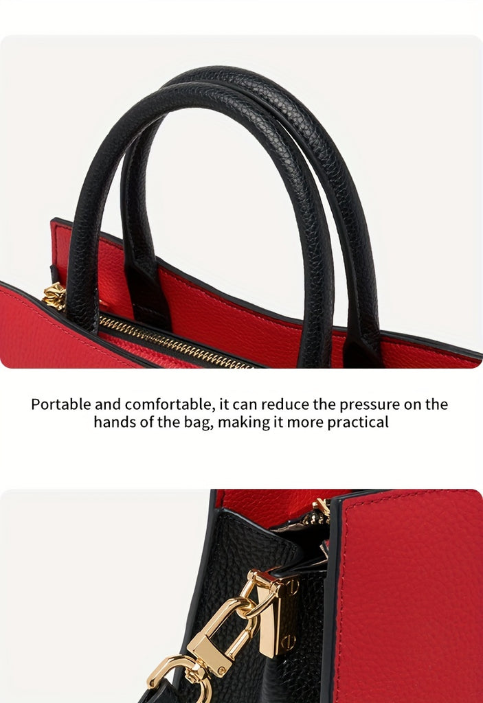 ZOOLER Genuine Leather Handbag, Women's Luxury Crossbody Bag, Letter Embossed Satchel Purse