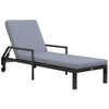 DodiOnline Outdoor PE Rattan Sun Lounger Wicker Chaise Recliner Garden Chair with 5-Level Adjustable Backrest and 2 Wheels, Mixed Grey
