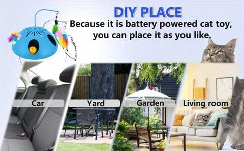 3-in-1 Interactive Cat Toy - Dual Speed Modes, Electronic Puzzle Game for Indoor Cats, Feathers & Bell Balls, Battery-Powered