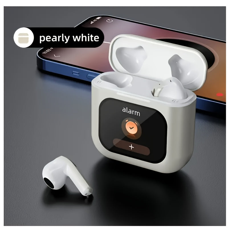 XHJ K1 Wireless earbuds with LCD touchscreen display, intelligent noise-canceling sleep-aiding headphones, 40 hours of long battery life, control music player, tiktok video playback, likes Audio Earphones Electronic Headset C