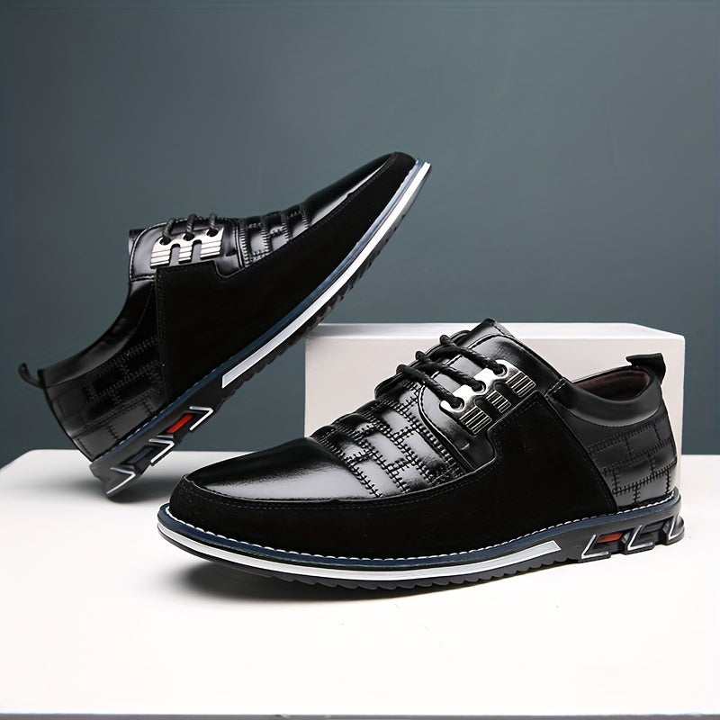 Men's Casual Synthetic Leather Shoes, Formal Dress Anti-skid Lace-up Shoes For Business Office, Spring And Autumn