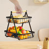 1pc 2/3 Tier Detachable Metal Wire Bathroom Storage Basket with Wooden Handle