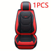 1pc Fit PU Leather Car Seat Cover, Breathable Front Seat Protector with Safety Cushion Compatibility, Sponge Filled, Non-Textile Weaving, Stylish Ergonomic Design with Red Accent Stitching, Available in Black/Brown/Beige/Blue