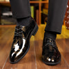 Men's Fashion Derby Shoes, Patent PU Leather Shoes, Formal Dress Lace-up Front Shoes For Business Office, Spring Autumn And Winter