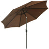 DodiOnline 3(m) Tilting Parasol Garden Umbrellas, Outdoor Sun Shade with 8 Ribs, Tilt and Crank Handle for Balcony, Bench, Garden, Coffee