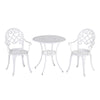 DodiOnline 3PCs Garden Bistro Set Cast Aluminium Round Table with 2 Chairs for Outdoor Patio Balcony White