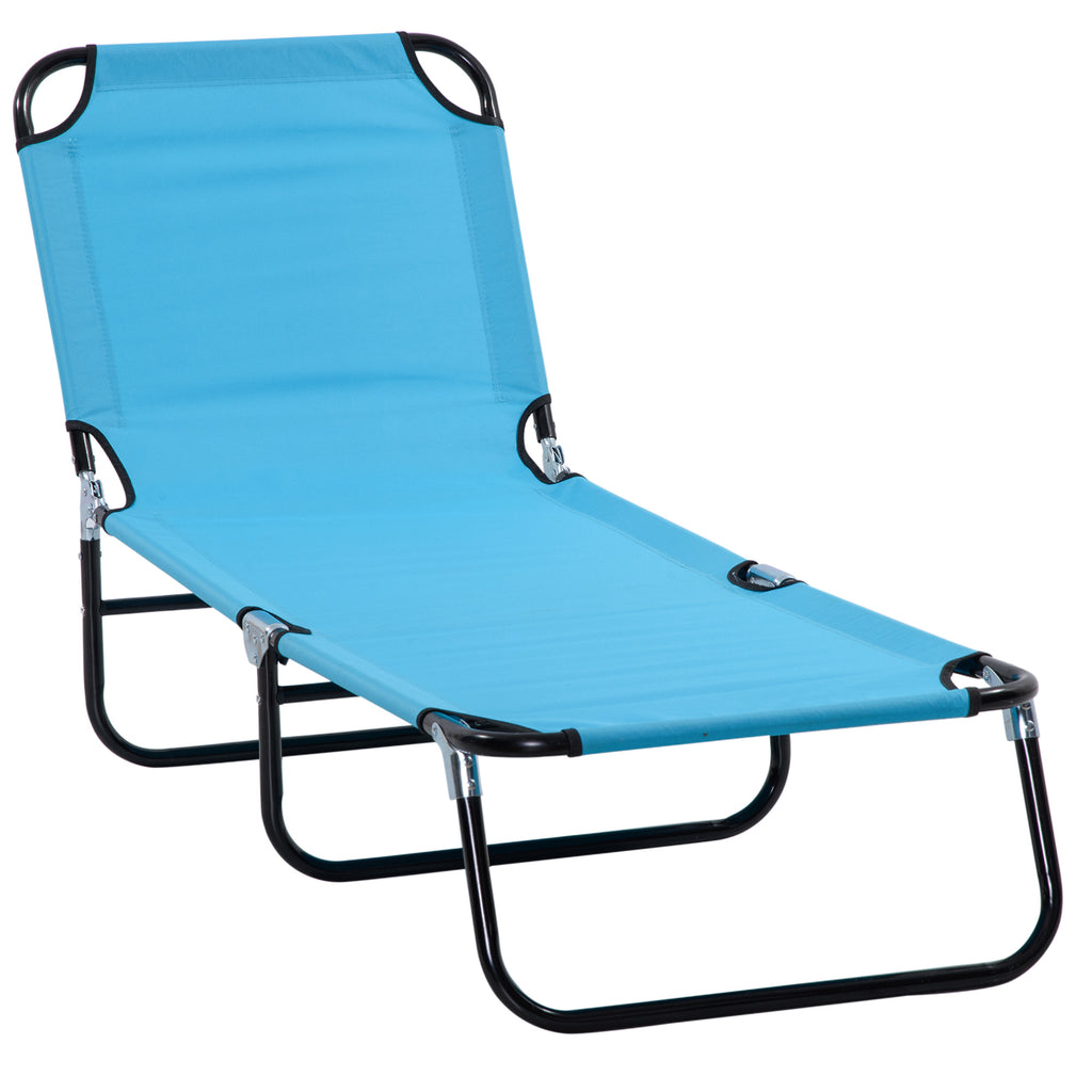 DodiOnline Garden Sun Lounger, with Five-Position Back - Light Blue
