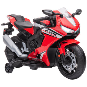 DodiOnline 6V Honda Licensed Kids Motorcycle w/ Music, Training Wheels - Red