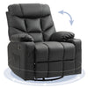 DodiOnline Manual Reclining Chair, Recliner Armchair with Swivel, Faux Leather, Footrest, Cup Holders, 86x93x102cm, Black