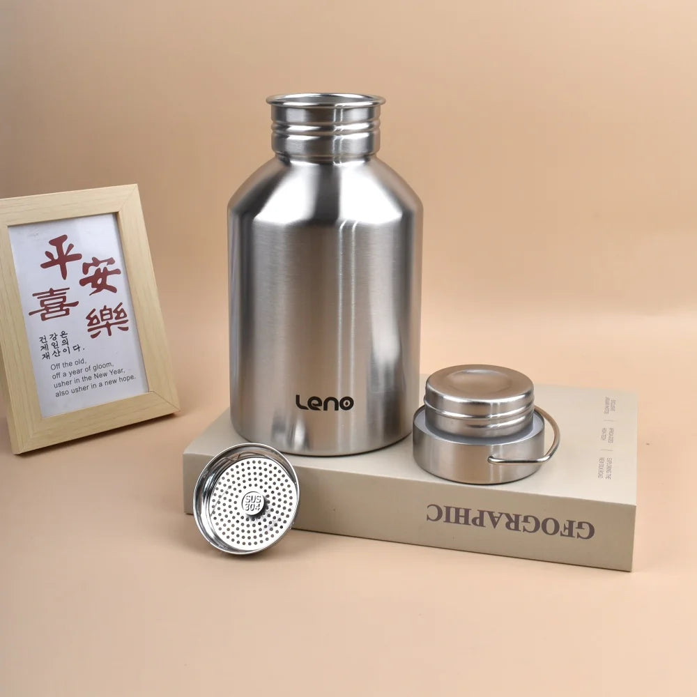 2L Drink Bottle for Sport Large Capacity Stainless Steel Sport Bottle Single-Layer Water Cup Metal Flask Drinkware Camping Sport