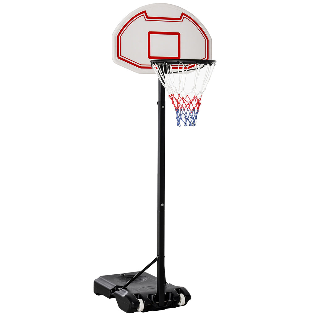 DodiOnline Portable Basketball Hoop Stand Freestanding Sports System Adjustable Height 1.55-2.1M on Wheels for Teenagers Adults, White
