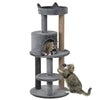 PawHut 104 cm Cat Tree, Cat Condo Tree Tower, Cat Activity Centre with Scratching Posts, Plush Perch, Hanging Ball - Grey