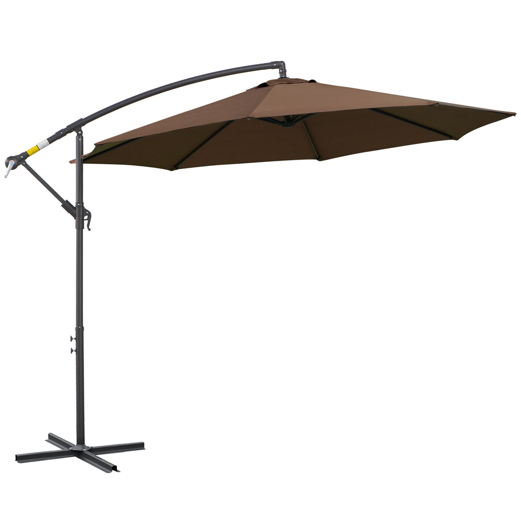 DodiOnline 2.45m Overhanging Cantilever Parasol, with Cross Base - Brown