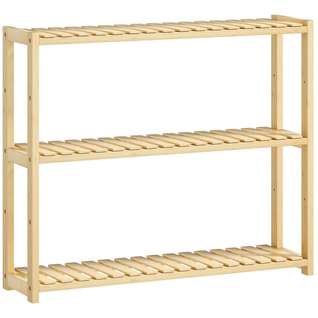 DodiOnline Three-Tier Bamboo Bathroom Rack - Natural Finish