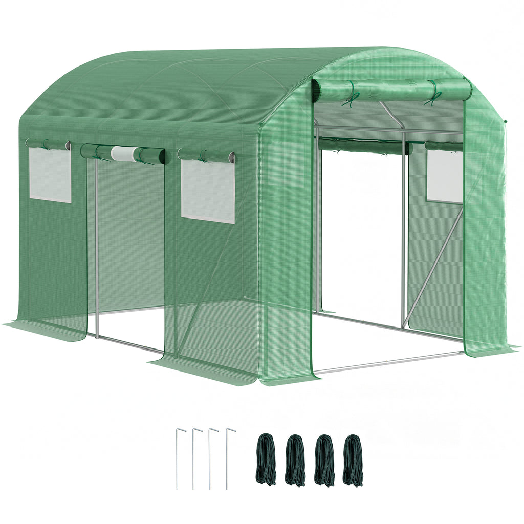 DodiOnline 9.8 x 6.6ft Walk-In Polytunnel Greenhouse - Green