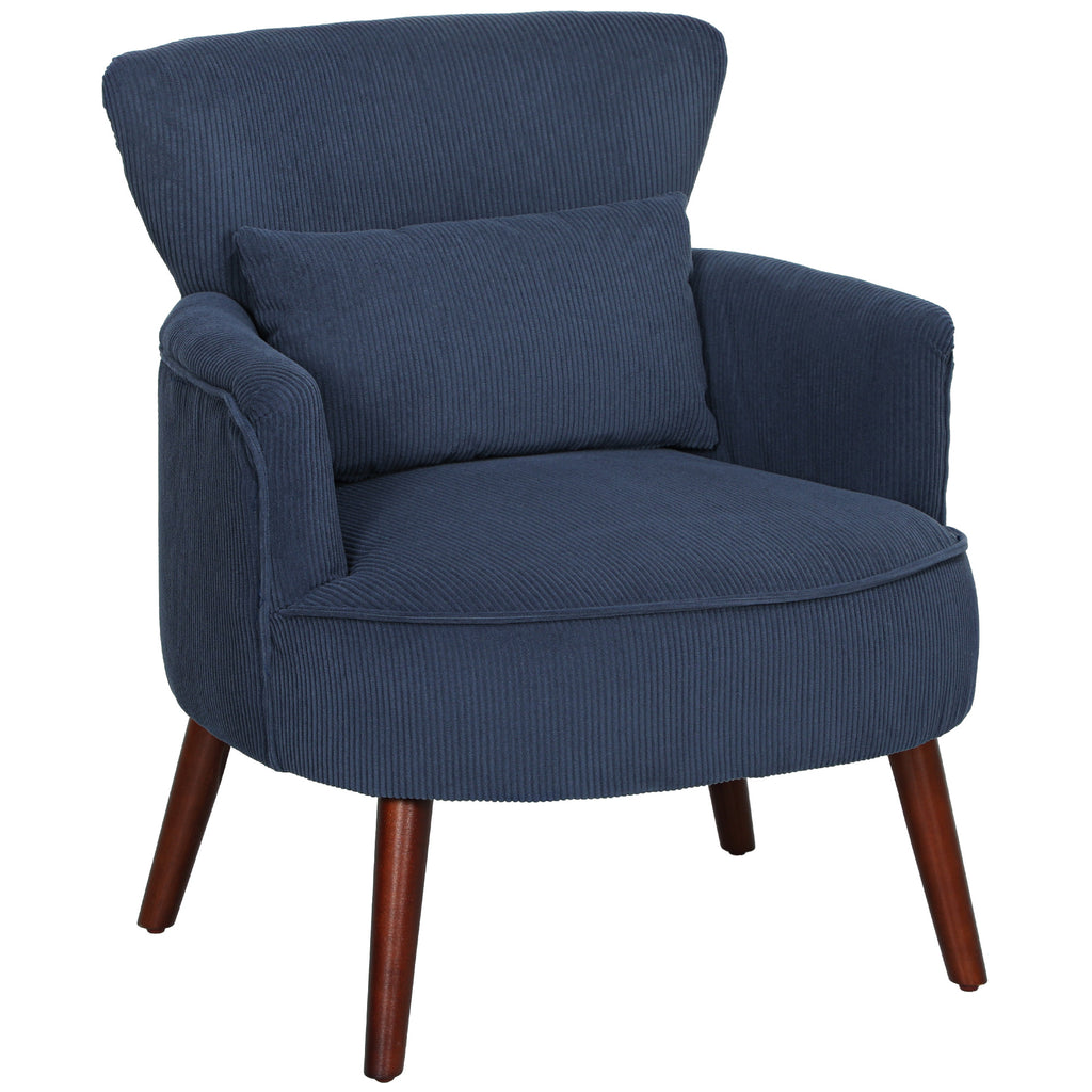 DodiOnline Corduroy Retro Accent Chair - Blue