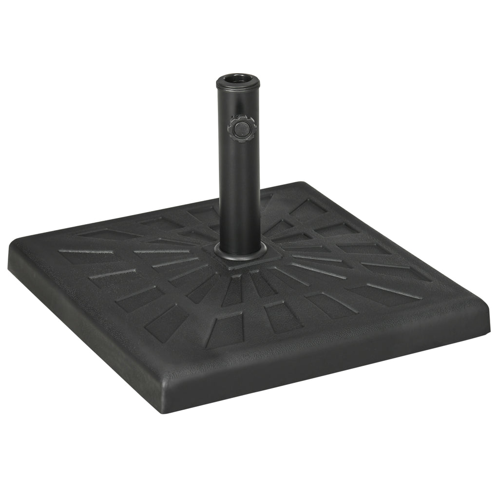 DodiOnline 19kg Resin Garden Parasol Base Holder, Square Outdoor Market Umbrella Stand Weight for Poles of ?32mm, ?38mm, and ?48mm, Black
