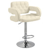 DodiOnline PU Leather Upholstered Swivel Bar Stool, Height Adjustable with Back, Armrest, Footrest, Beige