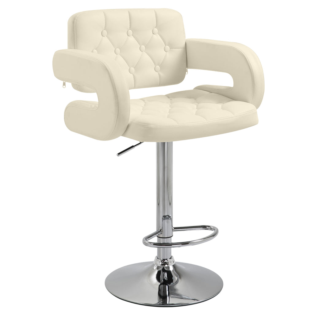 DodiOnline PU Leather Upholstered Swivel Bar Stool, Height Adjustable with Back, Armrest, Footrest, Beige