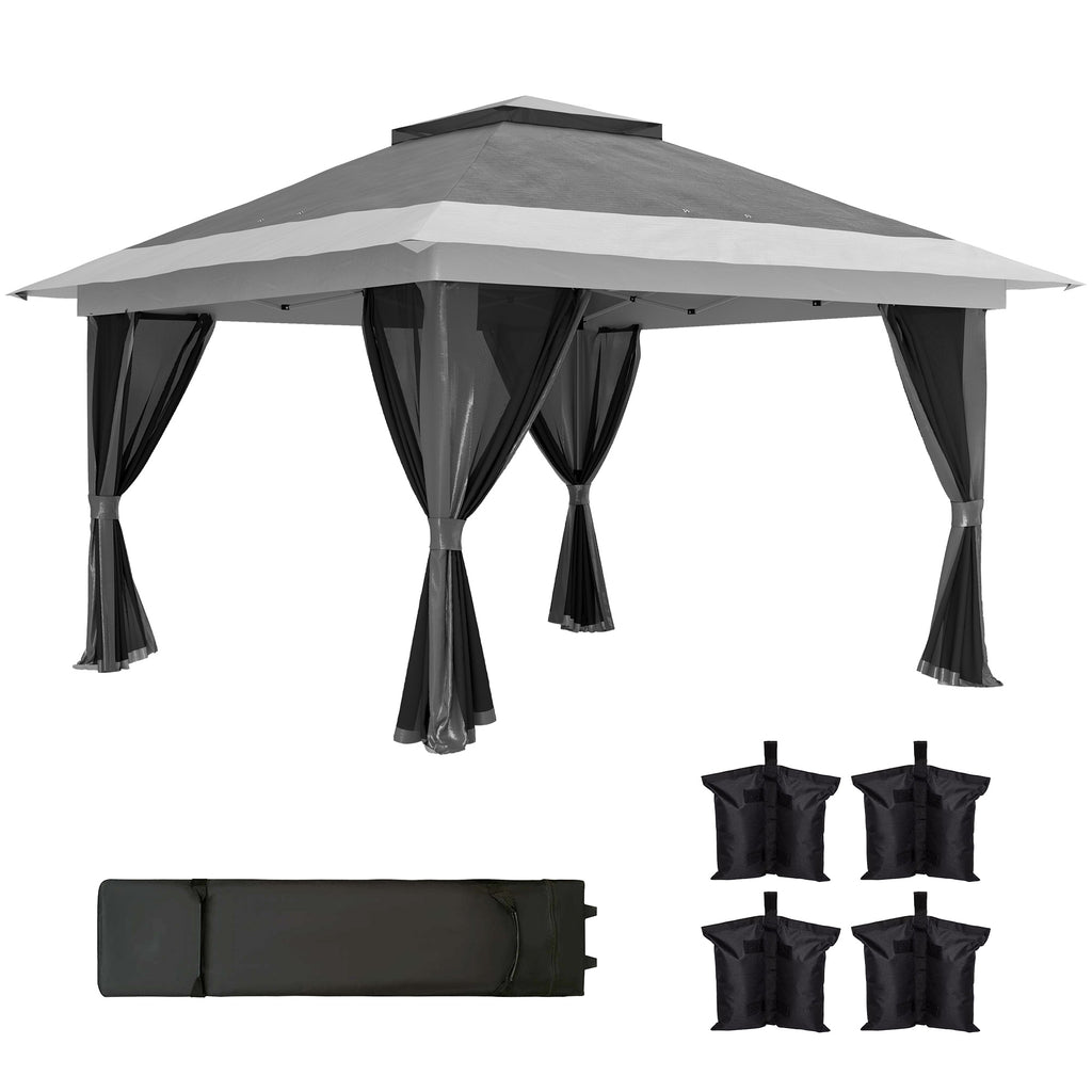 DodiOnline 3.6 x 3.6m Pop-Up Gazebo, with Accessories - Grey