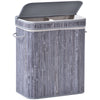 DodiOnline 100L Wooden Laundry Basket w/ Split Compartment Lid Removable Lining Handles Air Holes Ventilation Foldable Durable Water-Resistant Dirty Clothes Storage Home Organisation Grey