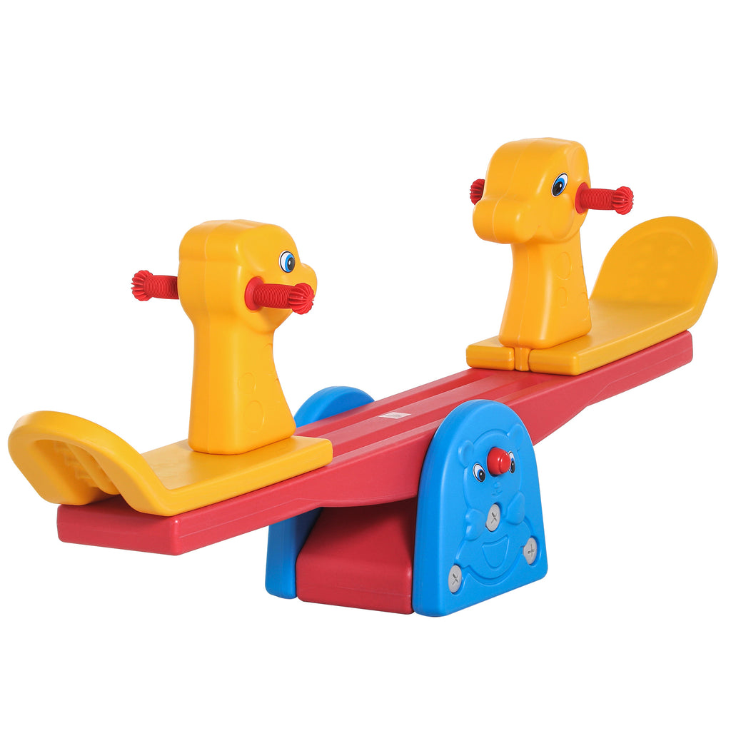 DodiOnline Kids Seesaw Safe Teeter Totter 2 Seats with Easy-Grip Handles, Safe, Indoor Outdoor Living Room Playroom Backyard Equipment, for 1-4 years old Multicolor