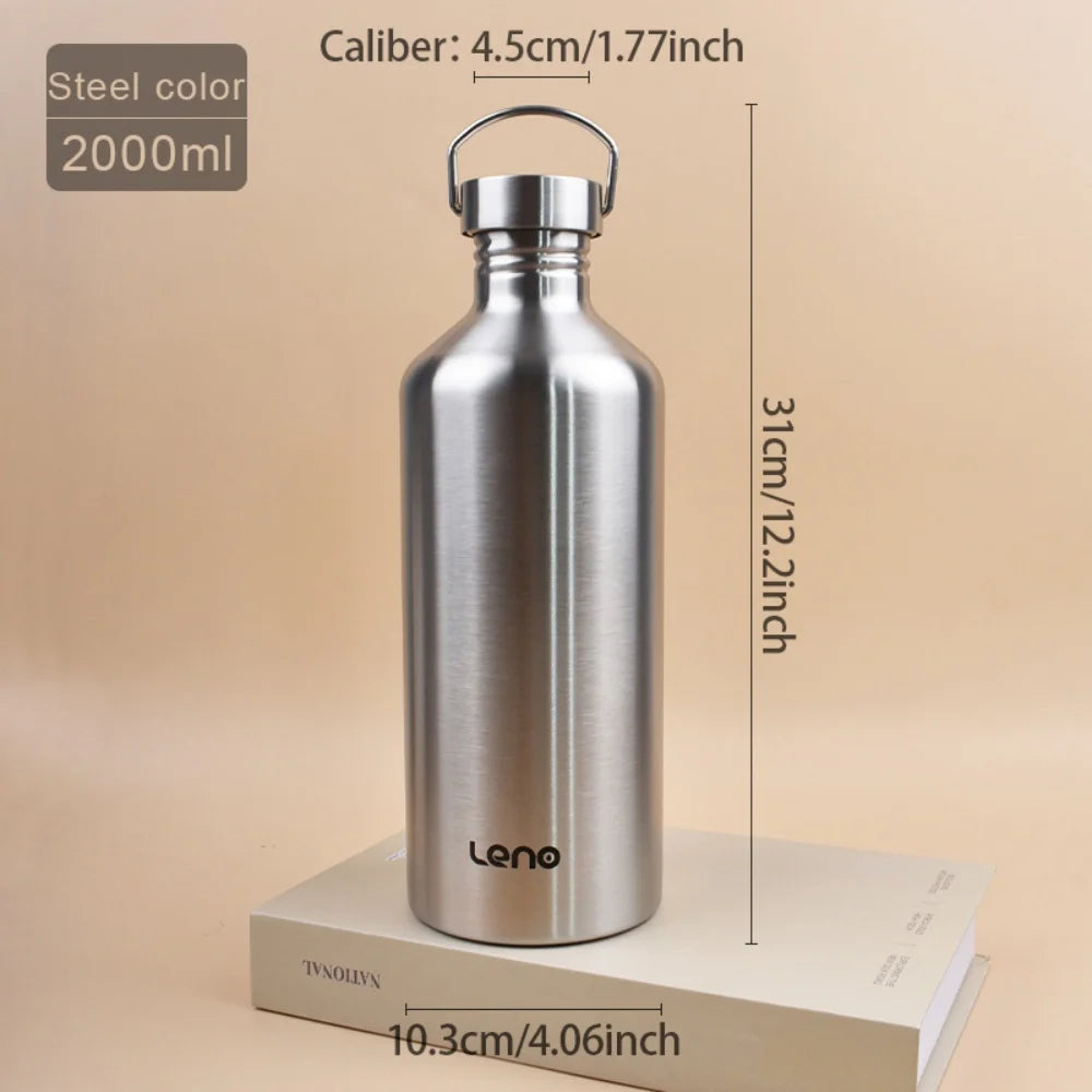 2L Drink Bottle for Sport Large Capacity Stainless Steel Sport Bottle Single-Layer Water Cup Metal Flask Drinkware Camping Sport