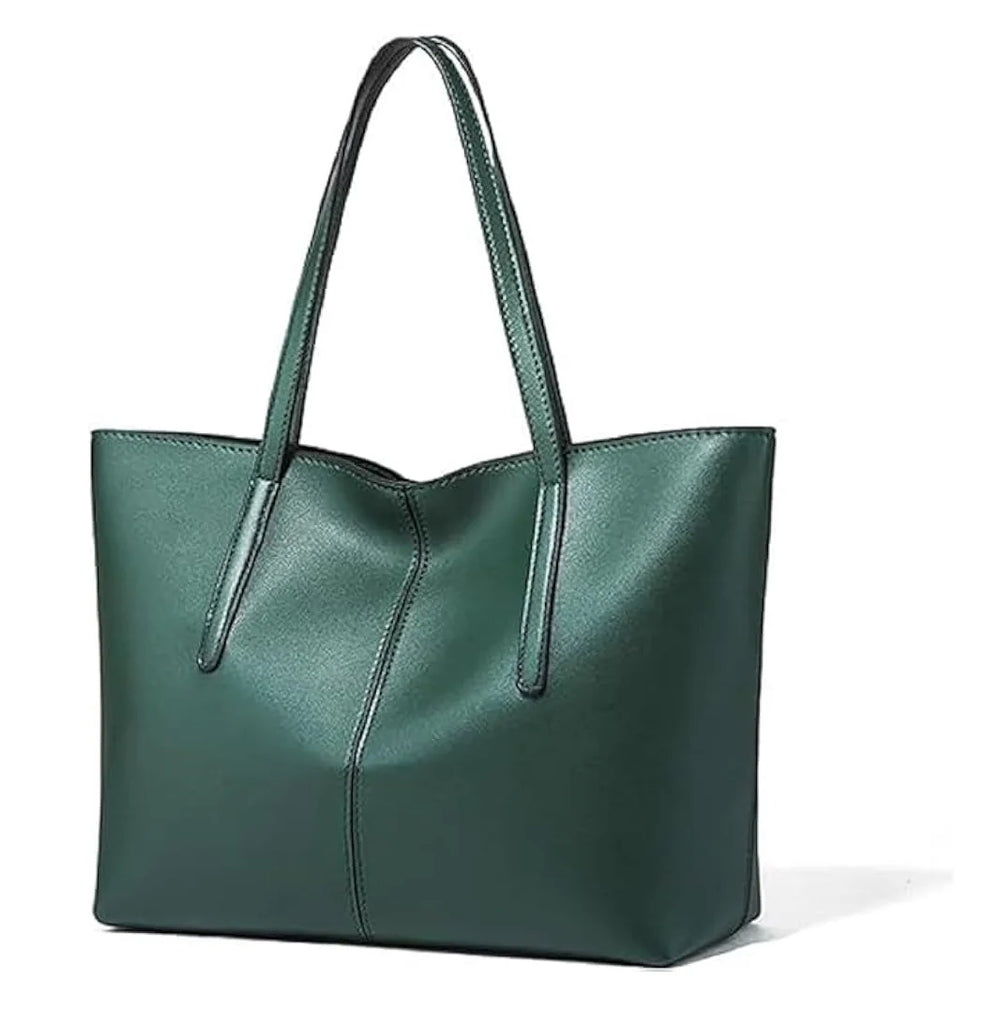 Women's Vintage Leather Tote Bags with Interior Pockets Shoulder Strap Messenger Bags