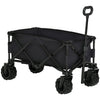 DodiOnline Outdoor Folding Garden Trolley on Wheels, Capming Cargo Wagon Cart Trailer w/ Handle, Wheels for Beach Garden, Black