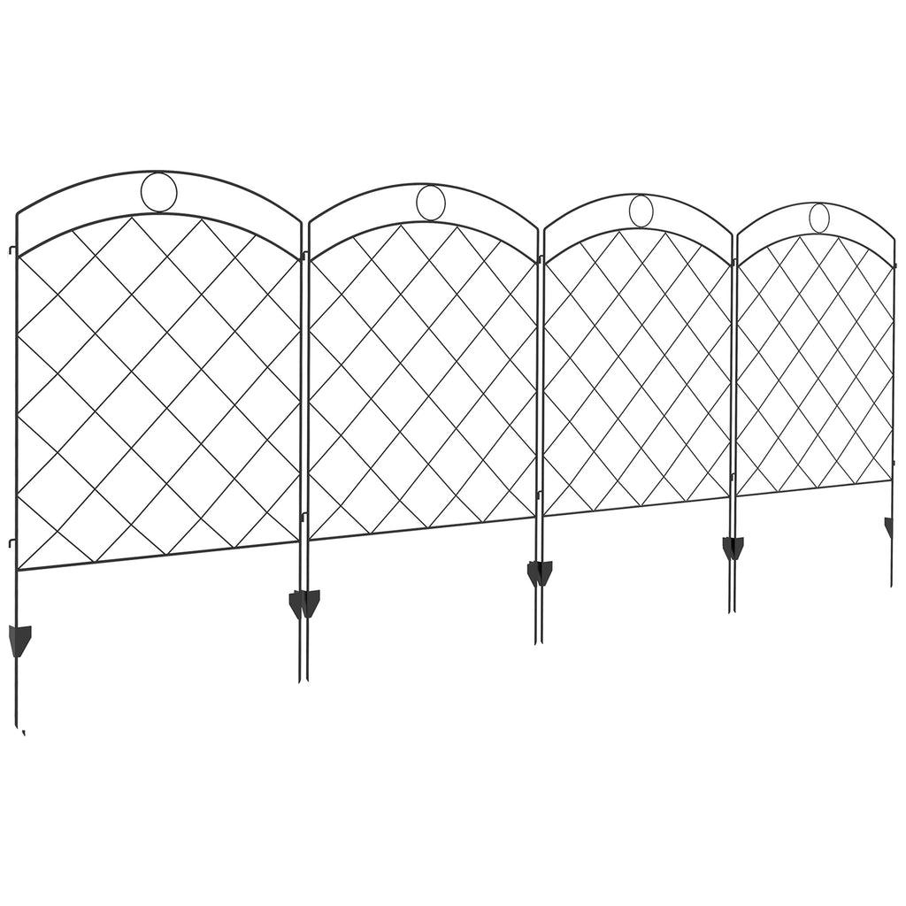 DodiOnline Steel Decorative Outdoor Picket Fence Panels Set of 4, Black