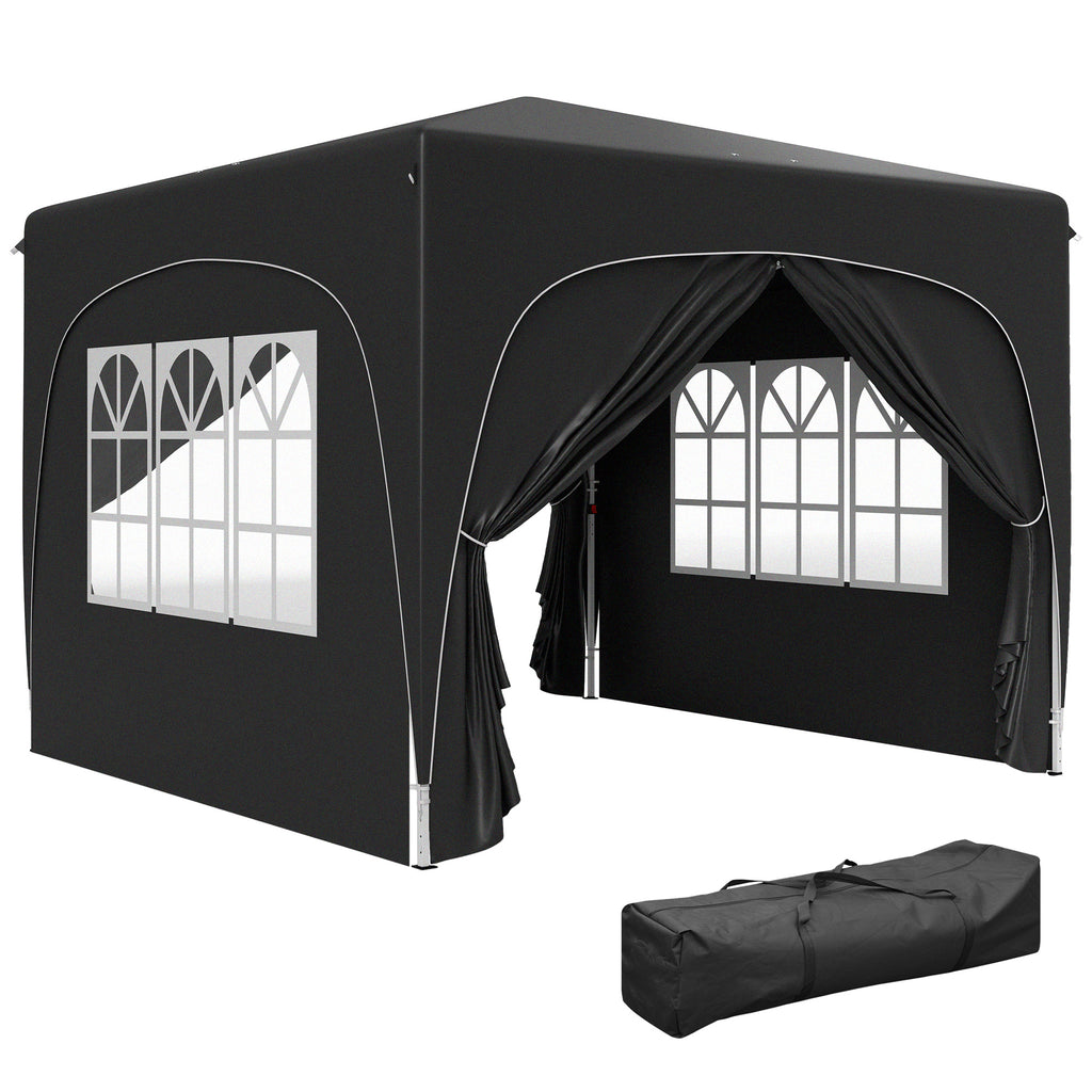 DodiOnline 3 x 3m Pop-Up Gazebo Shelter, with Accessories - Black