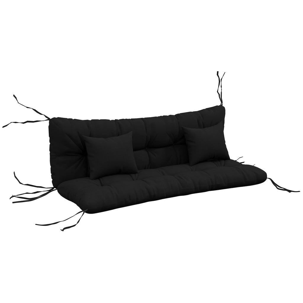DodiOnline Back and Seat Cushion Replacement with 2 Pillows, Patio Chair Cushions Set with Ties, Black