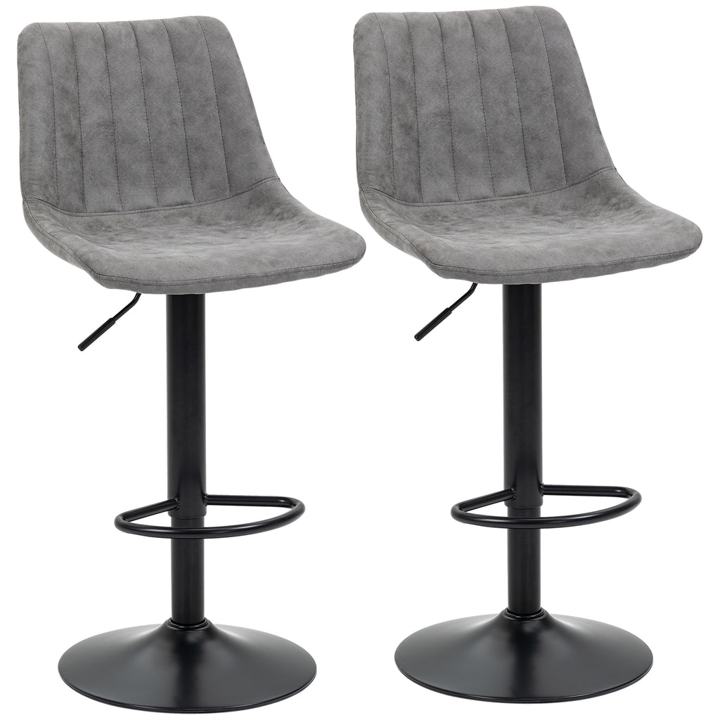 DodiOnline Bar Stools Set of 2, Swivel Counter Height Barstools with Back, Adjustable Bar Chairs, Breakfast Dining Stools for Kitchen Island Counter with Adjustable Steel Footrest & Base, Grey